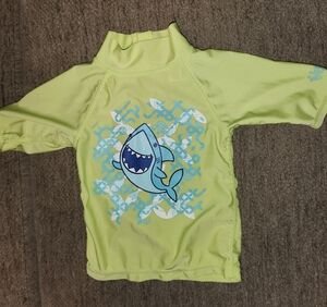 Kids Swim Shark Rash Guard - Green